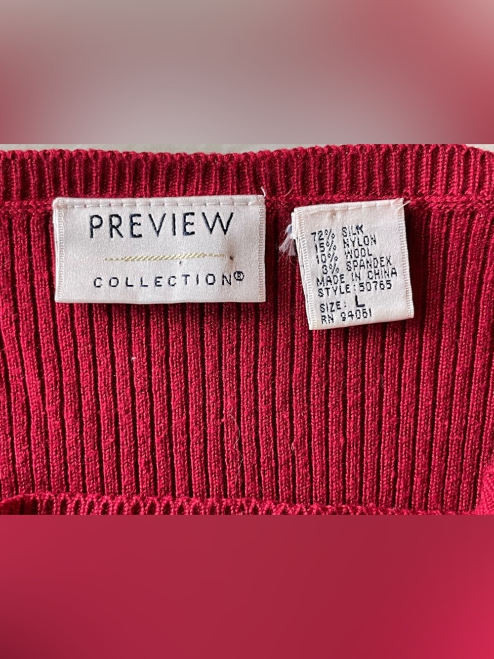 Preview Collection Red Square Neck Knit Sweater - Picture 3 of 4